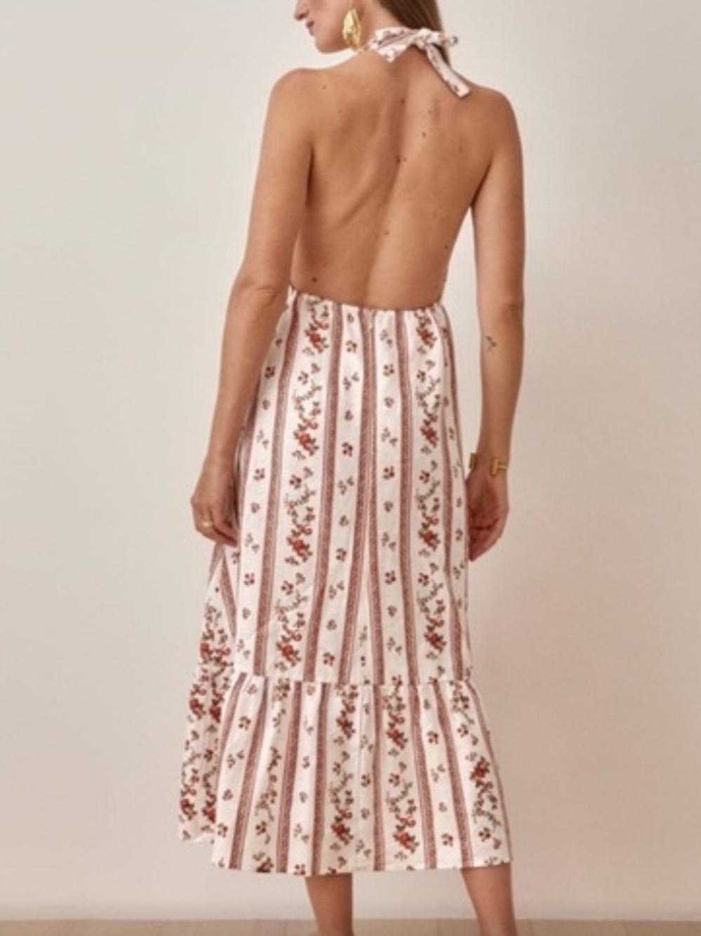 Reformation Enna Linen Halter Maxi Dress Floral Cottagecore Size 6 - Picture 3 of 8